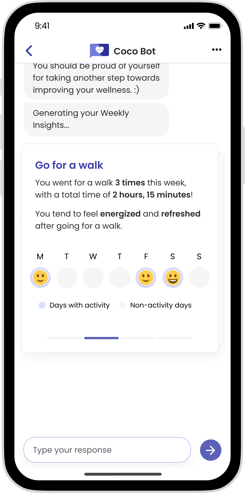 Weekly insights screen